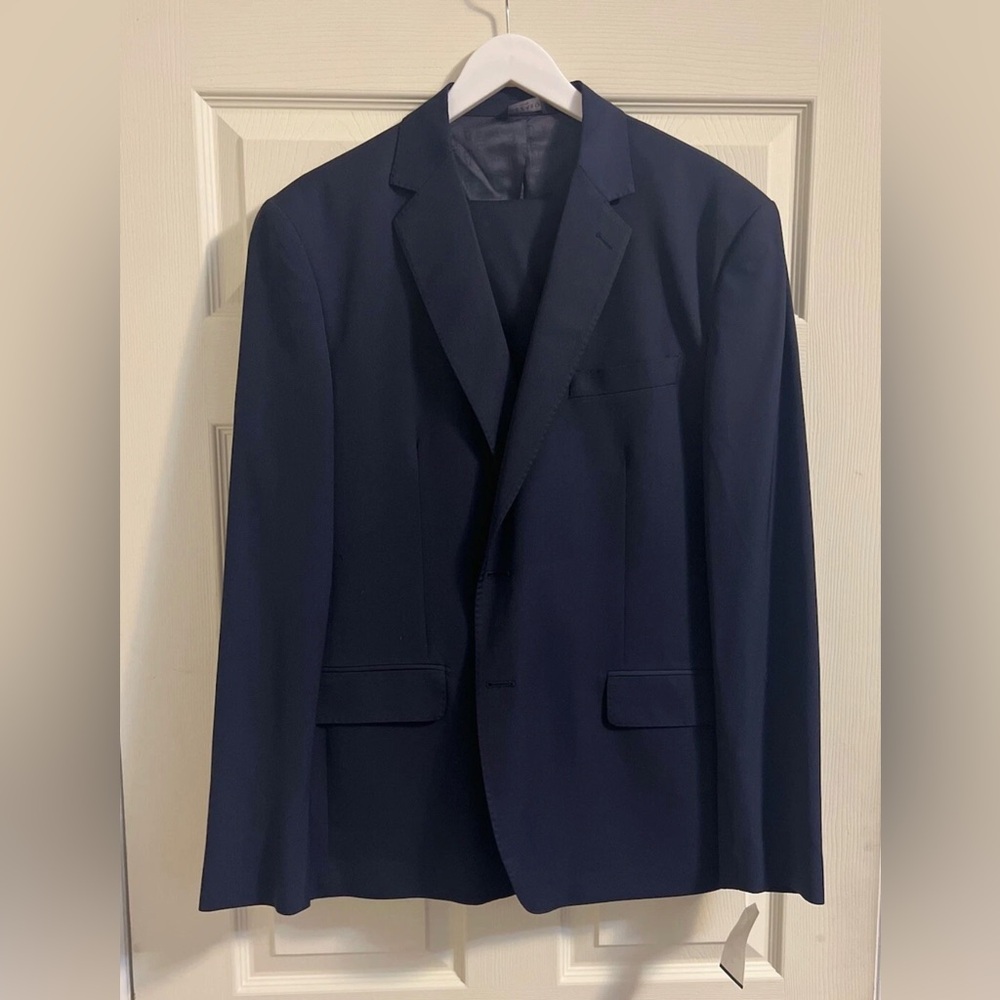 NEW AZZARO Mens Navy Blue 2Pcs Suit Set
